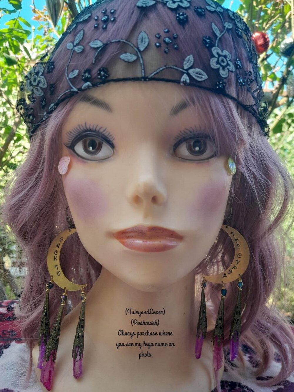 Moon Stevie Nicks "back to the gypsy "inspire stamp quote chandelier earrings